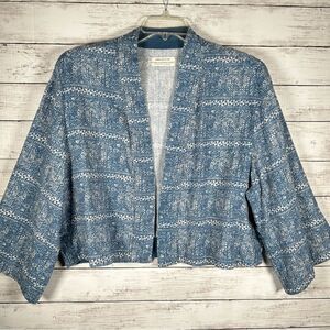 Urban Outfitters UO Linen blend Batik Aztec Chambray Cropped Kimono Jacket L